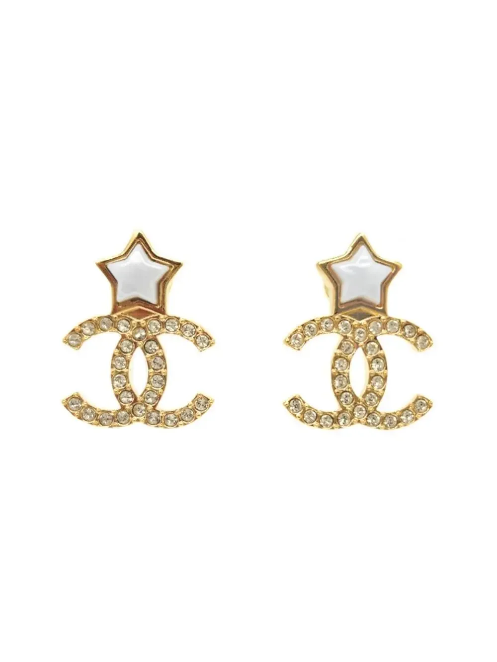 Chanel Cc Logo Star Earrings Gold-Tone #246678C11B
